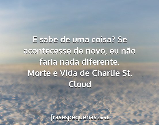 Morte e Vida de Charlie St. Cloud - E sabe de uma coisa? Se acontecesse de novo, eu...