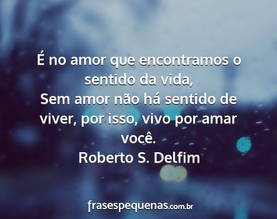 Roberto S. Delfim - É no amor que encontramos o sentido da vida, Sem...