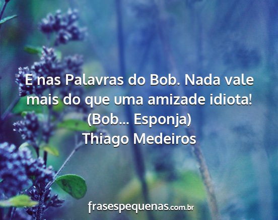 Thiago Medeiros - E nas Palavras do Bob. Nada vale mais do que uma...