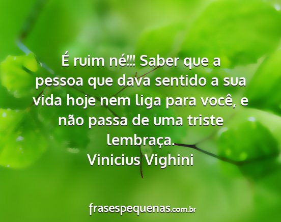 Vinicius Vighini - É ruim né!!! Saber que a pessoa que dava...