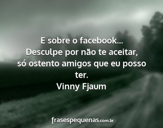 Vinny Fjaum - E sobre o facebook... Desculpe por não te...