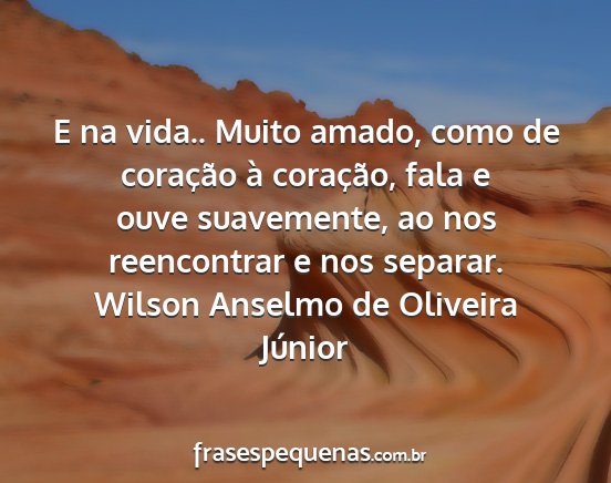 Wilson Anselmo de Oliveira Júnior - E na vida.. Muito amado, como de coração à...