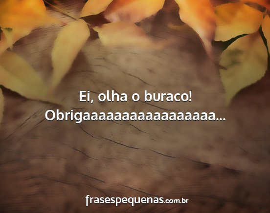 Ei, olha o buraco! Obrigaaaaaaaaaaaaaaaaa......