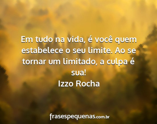 Izzo Rocha - Em tudo na vida, é você quem estabelece o seu...