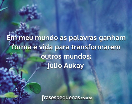 Julio Aukay - Em meu mundo as palavras ganham forma e vida para...