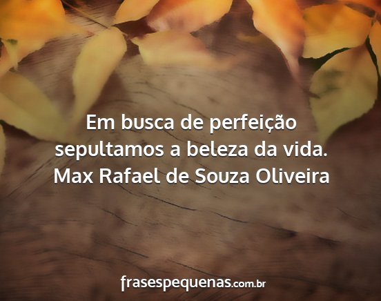 Max Rafael de Souza Oliveira - Em busca de perfeição sepultamos a beleza da...