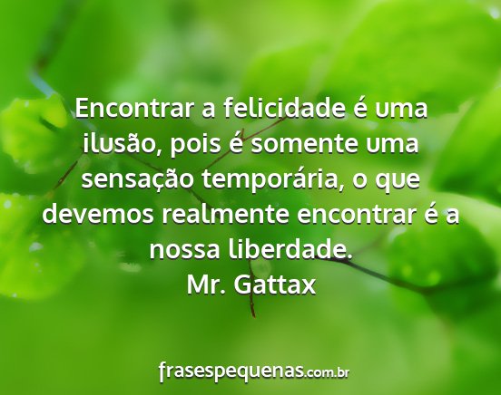 Mr. Gattax - Encontrar a felicidade é uma ilusão, pois é...