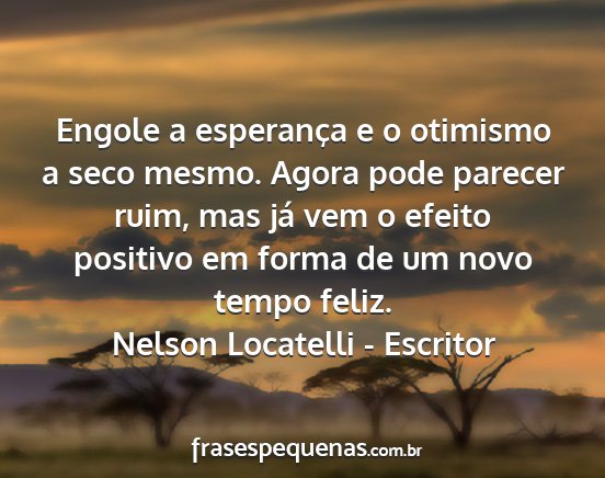 Nelson Locatelli - Escritor - Engole a esperança e o otimismo a seco mesmo....