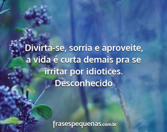 Desconhecido - Divirta-se, sorria e aproveite, a vida é curta...