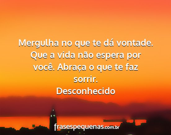 Desconhecido - Mergulha no que te dá vontade. Que a vida não...