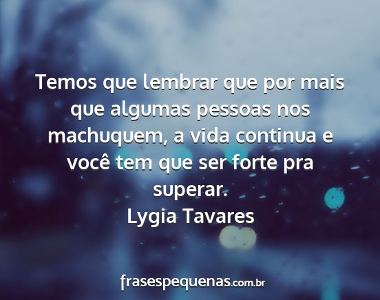 Lygia Tavares - Temos que lembrar que por mais que algumas...