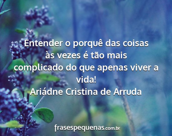 Ariádne Cristina de Arruda - Entender o porquê das coisas às vezes é tão...