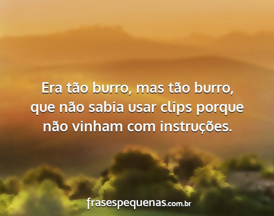 Era tão burro, mas tão burro, que não sabia...