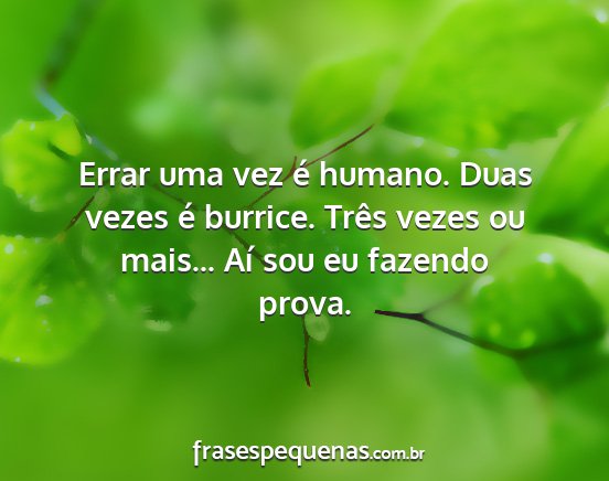 Errar uma vez é humano. Duas vezes é burrice....