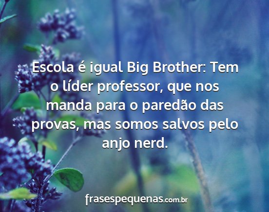 Escola é igual Big Brother: Tem o líder...