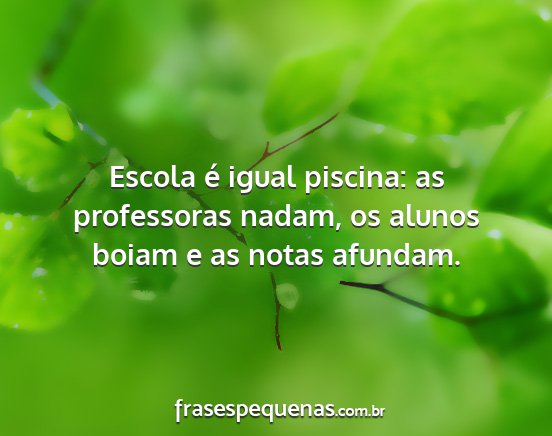 Escola é igual piscina: as professoras nadam, os...