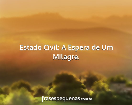 Estado Civil: A Espera de Um Milagre....