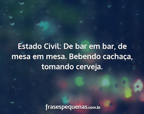 Estado Civil: De bar em bar, de mesa em mesa....