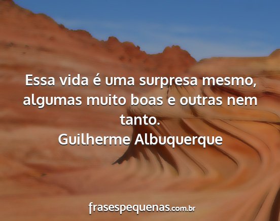 Guilherme Albuquerque - Essa vida é uma surpresa mesmo, algumas muito...