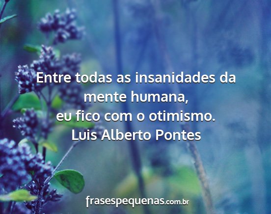 Luis Alberto Pontes - Entre todas as insanidades da mente humana, eu...