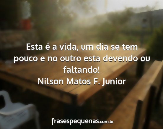 Nilson Matos F. Junior - Esta é a vida, um dia se tem pouco e no outro...