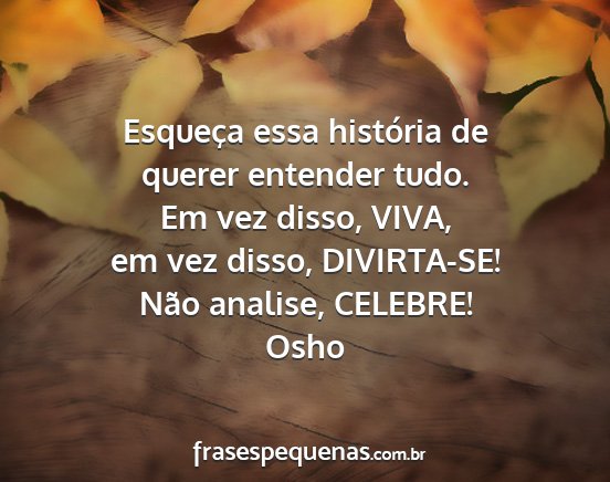 Osho - Esqueça essa história de querer entender tudo....