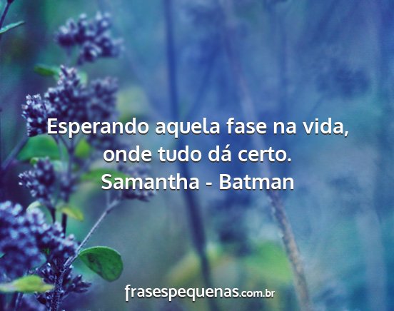 Samantha - Batman - Esperando aquela fase na vida, onde tudo dá...