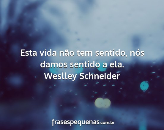 Weslley Schneider - Esta vida não tem sentido, nós damos sentido a...