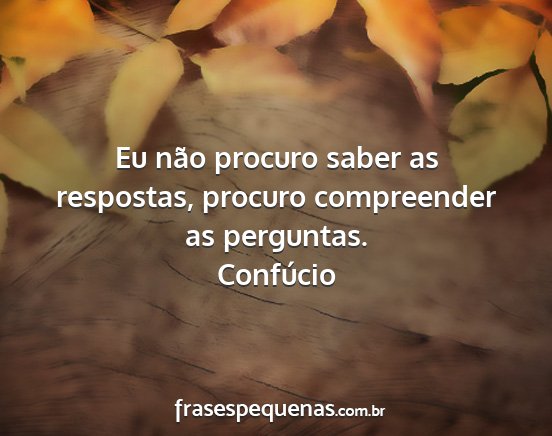 Confúcio - Eu não procuro saber as respostas, procuro...