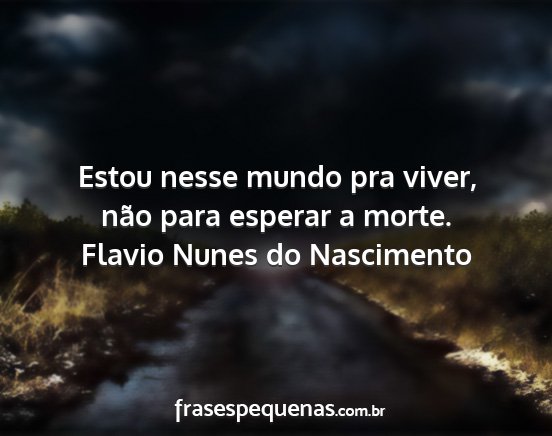 Flavio Nunes do Nascimento - Estou nesse mundo pra viver, não para esperar a...