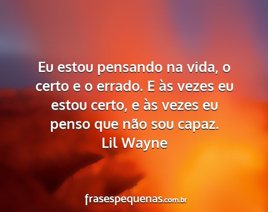 Lil Wayne - Eu estou pensando na vida, o certo e o errado. E...