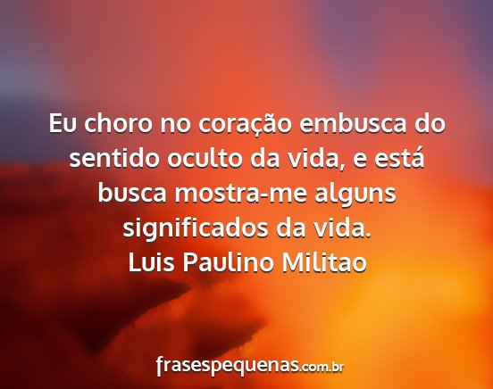 Luis Paulino Militao - Eu choro no coração embusca do sentido oculto...