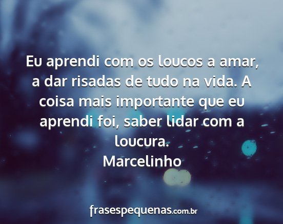 Marcelinho - Eu aprendi com os loucos a amar, a dar risadas de...