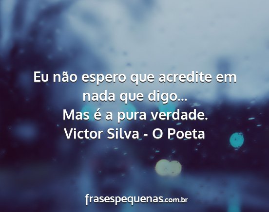 Victor Silva - O Poeta - Eu não espero que acredite em nada que digo......