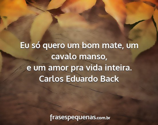 Carlos Eduardo Back - Eu só quero um bom mate, um cavalo manso, e um...