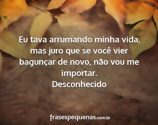 Desconhecido - Eu tava arrumando minha vida, mas juro que se...
