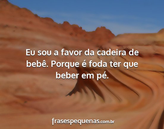 Eu sou a favor da cadeira de bebê. Porque é...