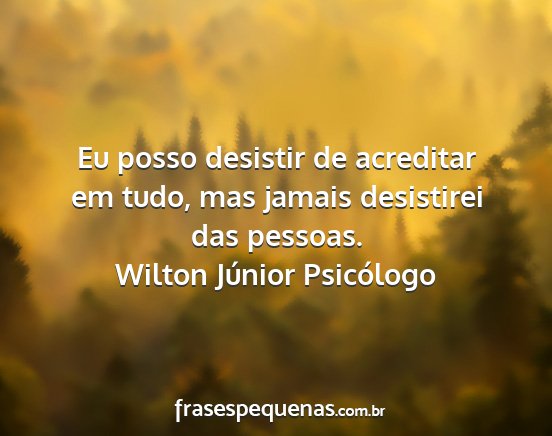 Wilton Júnior Psicólogo - Eu posso desistir de acreditar em tudo, mas...