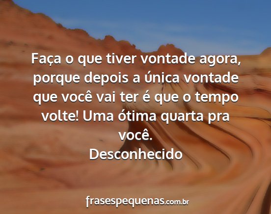 Desconhecido - Faça o que tiver vontade agora, porque depois a...