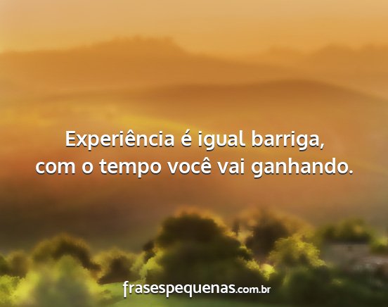 Experiência é igual barriga, com o tempo você...