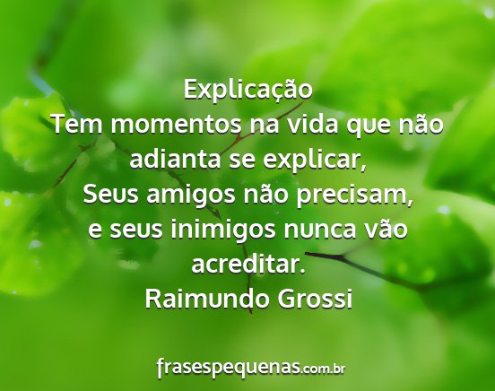 Raimundo Grossi - Explicação Tem momentos na vida que não...