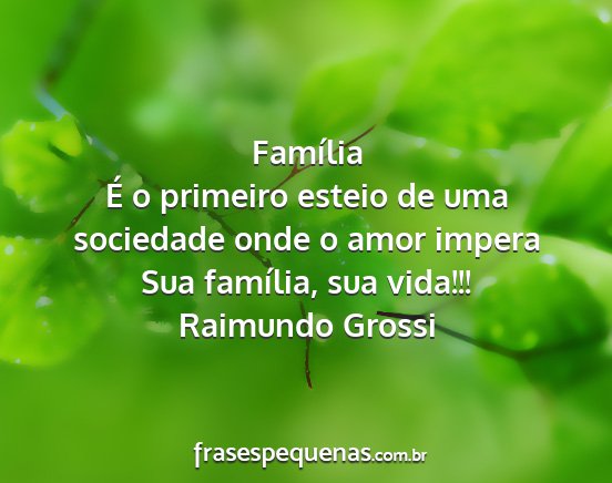 Raimundo Grossi - Família É o primeiro esteio de uma sociedade...