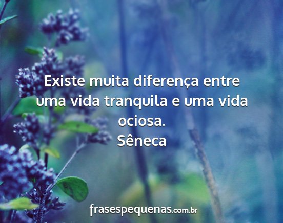 Sêneca - Existe muita diferença entre uma vida tranquila...