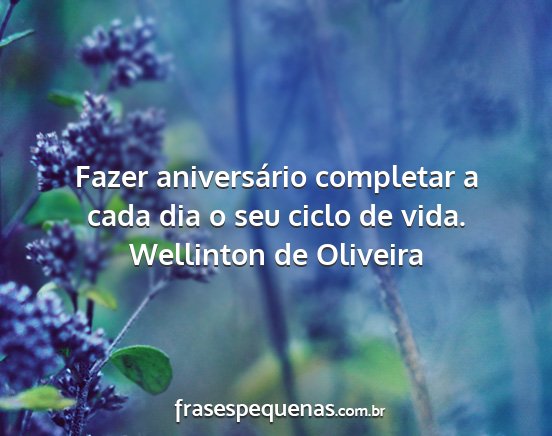 Wellinton de Oliveira - Fazer aniversário completar a cada dia o seu...