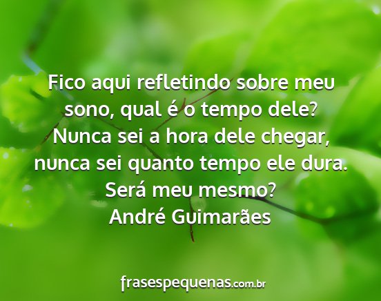 André Guimarães - Fico aqui refletindo sobre meu sono, qual é o...