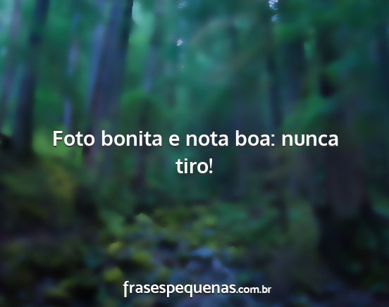 Foto bonita e nota boa: nunca tiro!...