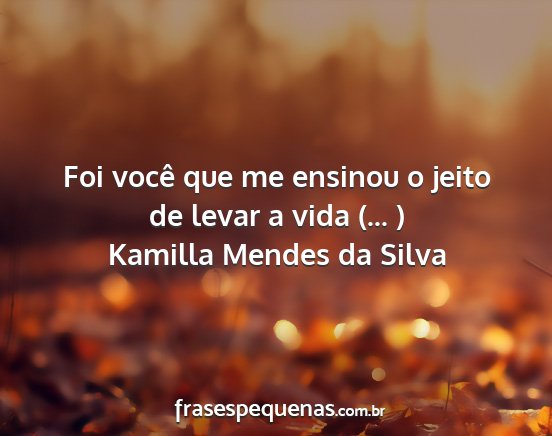 Kamilla Mendes da Silva - Foi você que me ensinou o jeito de levar a vida...
