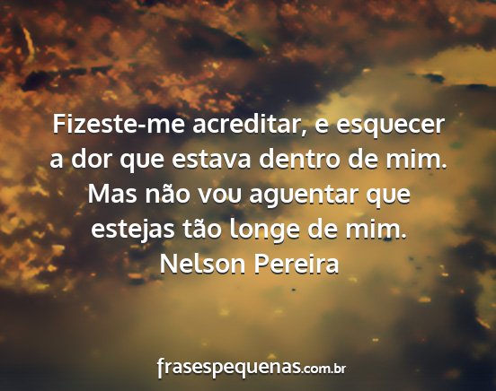 Nelson Pereira - Fizeste-me acreditar, e esquecer a dor que estava...