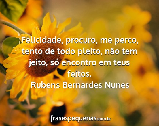 Rubens Bernardes Nunes - Felicidade, procuro, me perco, tento de todo...