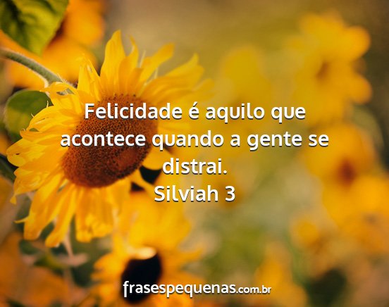 Silviah 3 - Felicidade é aquilo que acontece quando a gente...